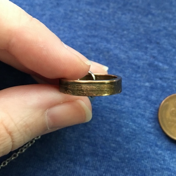 US Copper Wheat Penny Coin Ring Heart Necklace Stainless Steel Handmade OOAK - Picture 10 of 13